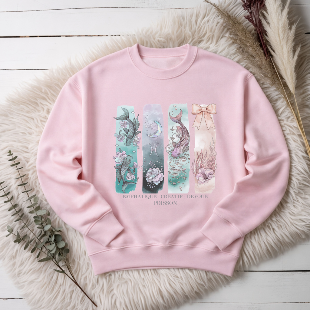 Crewneck Astrologie - Poisson Atelier Rose Bonbon