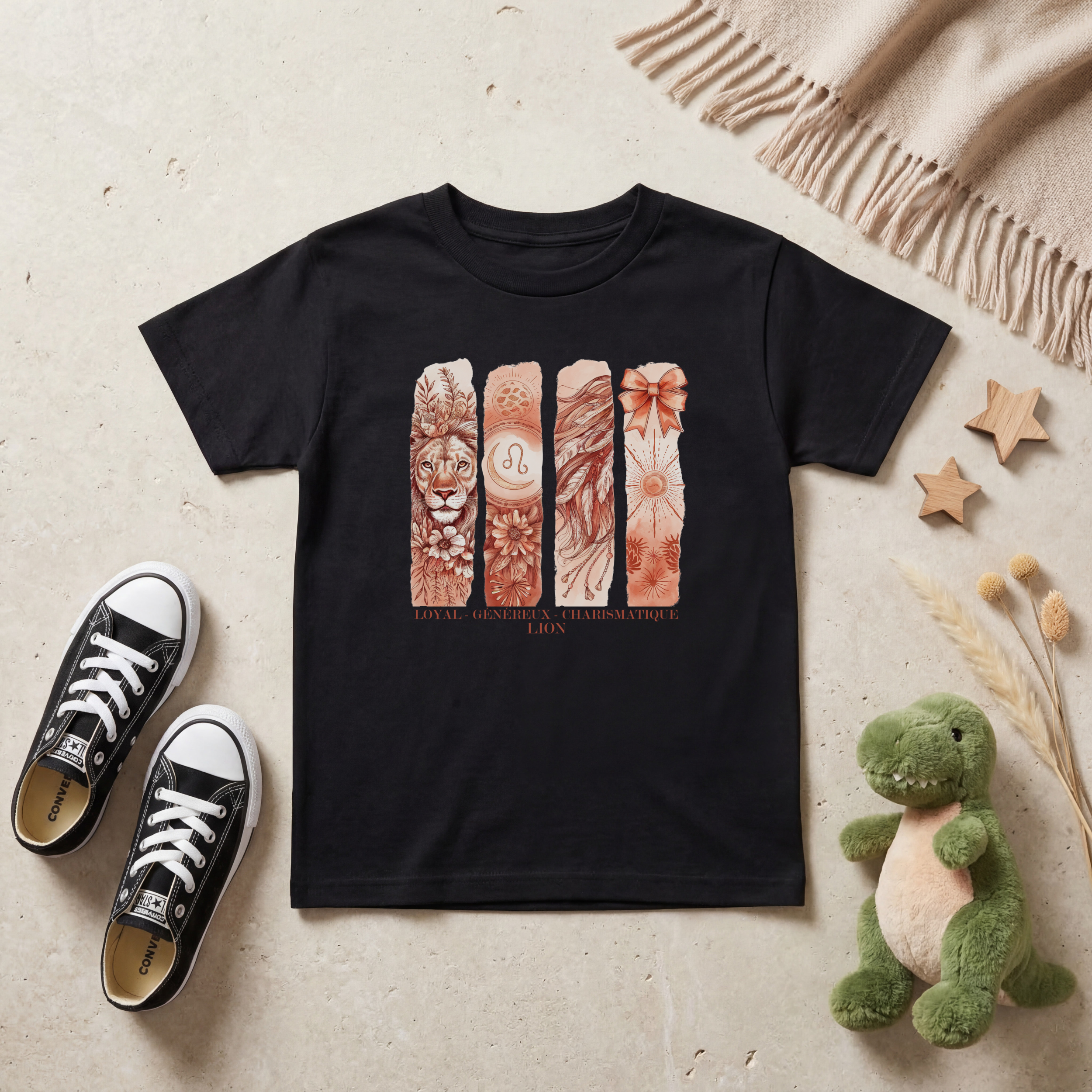 T-shirt Enfant Astrologie - Lion Atelier Rose Bonbon