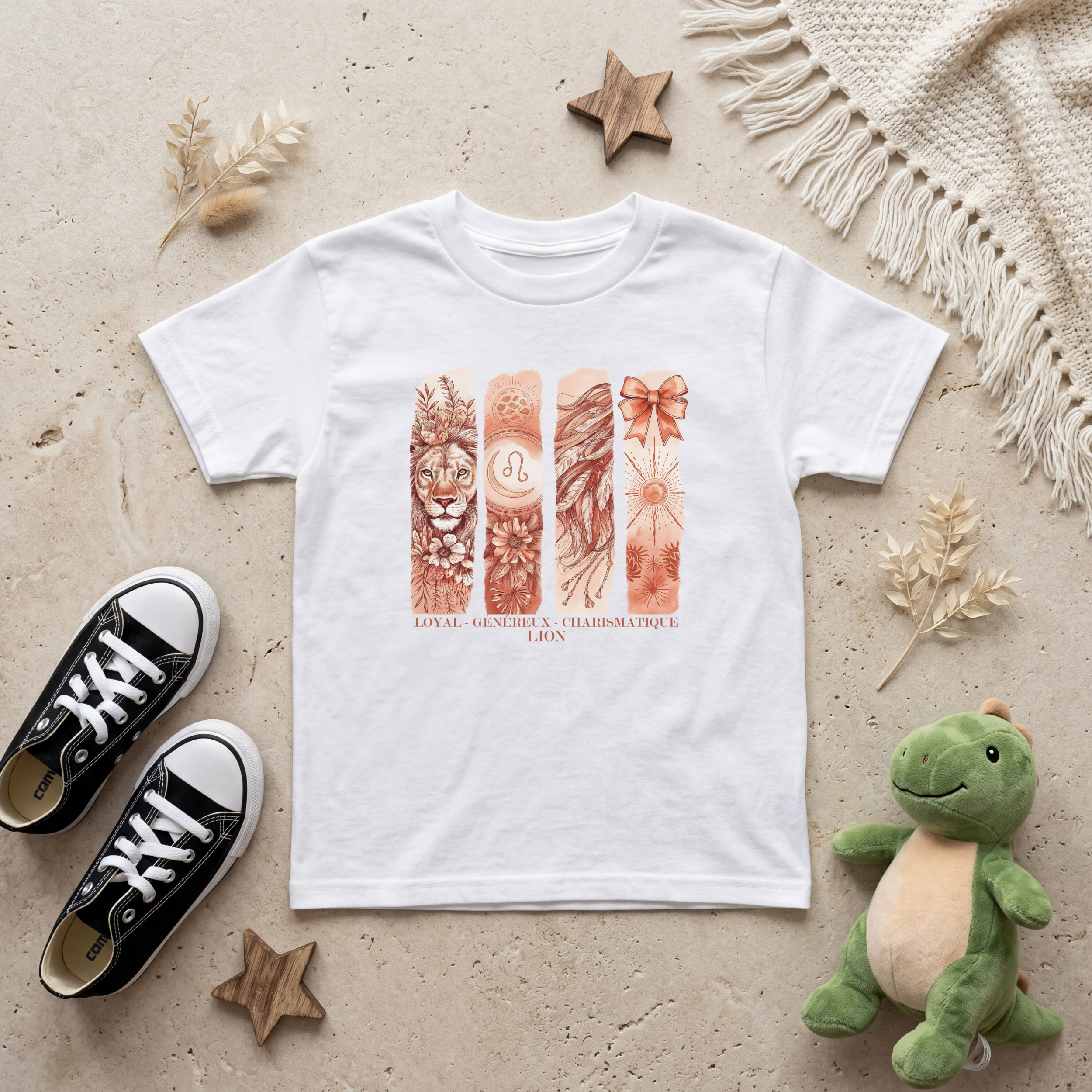 T-shirt Enfant Astrologie - Lion Atelier Rose Bonbon