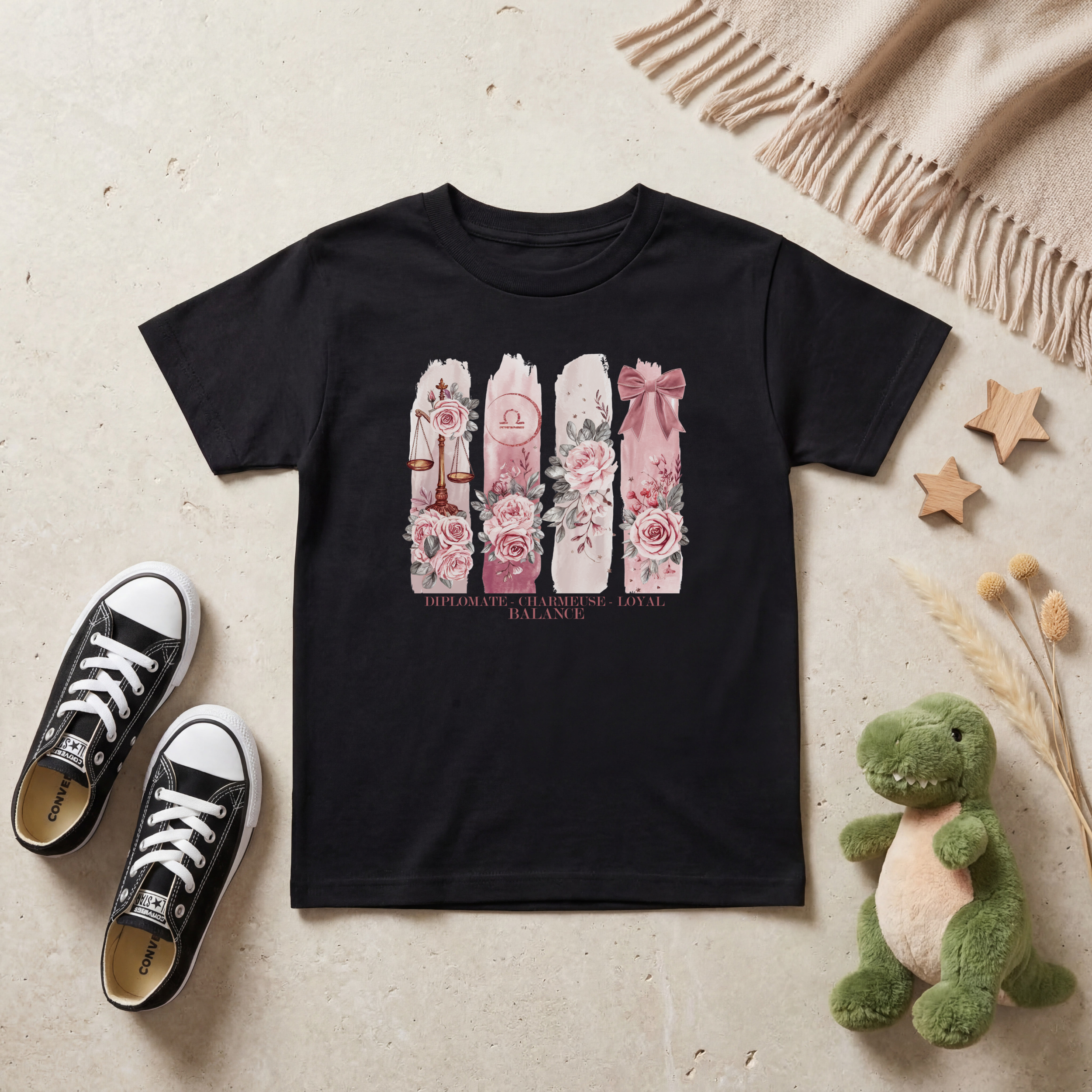T-shirt Enfant Astrologie - Balance Atelier Rose Bonbon