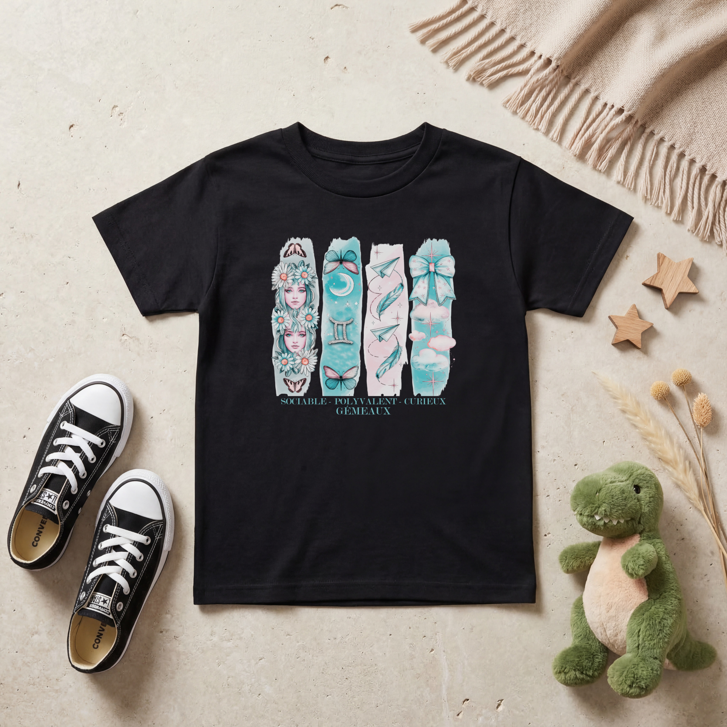T-shirt Enfant Astrologie - Gémeaux Atelier Rose Bonbon
