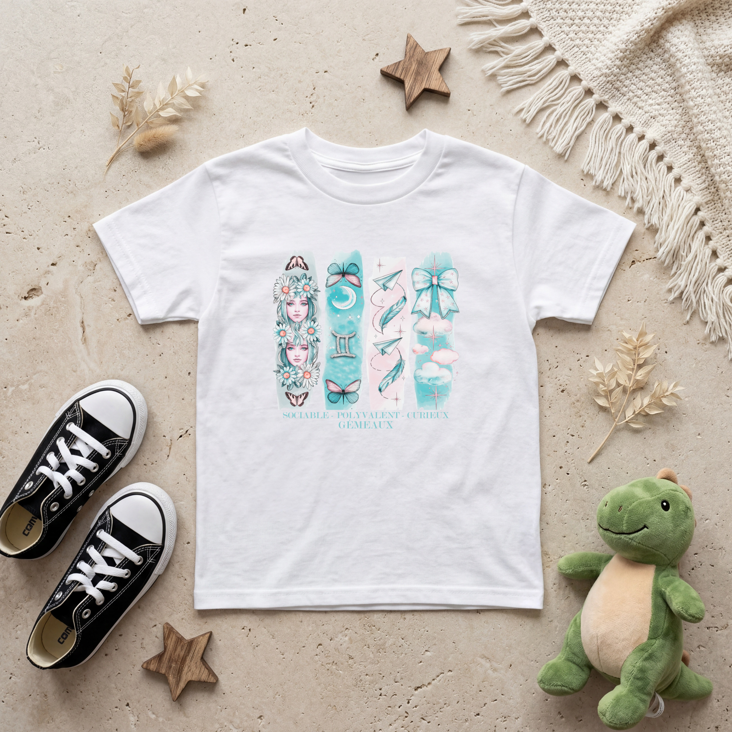 T-shirt Enfant Astrologie - Gémeaux Atelier Rose Bonbon