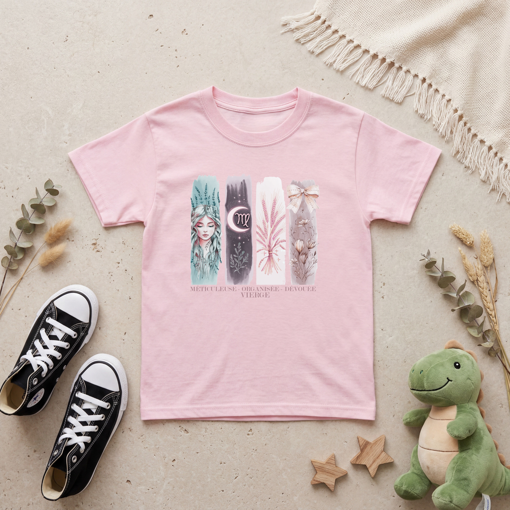 T-shirt Enfant Astrologie - Vierge Atelier Rose Bonbon