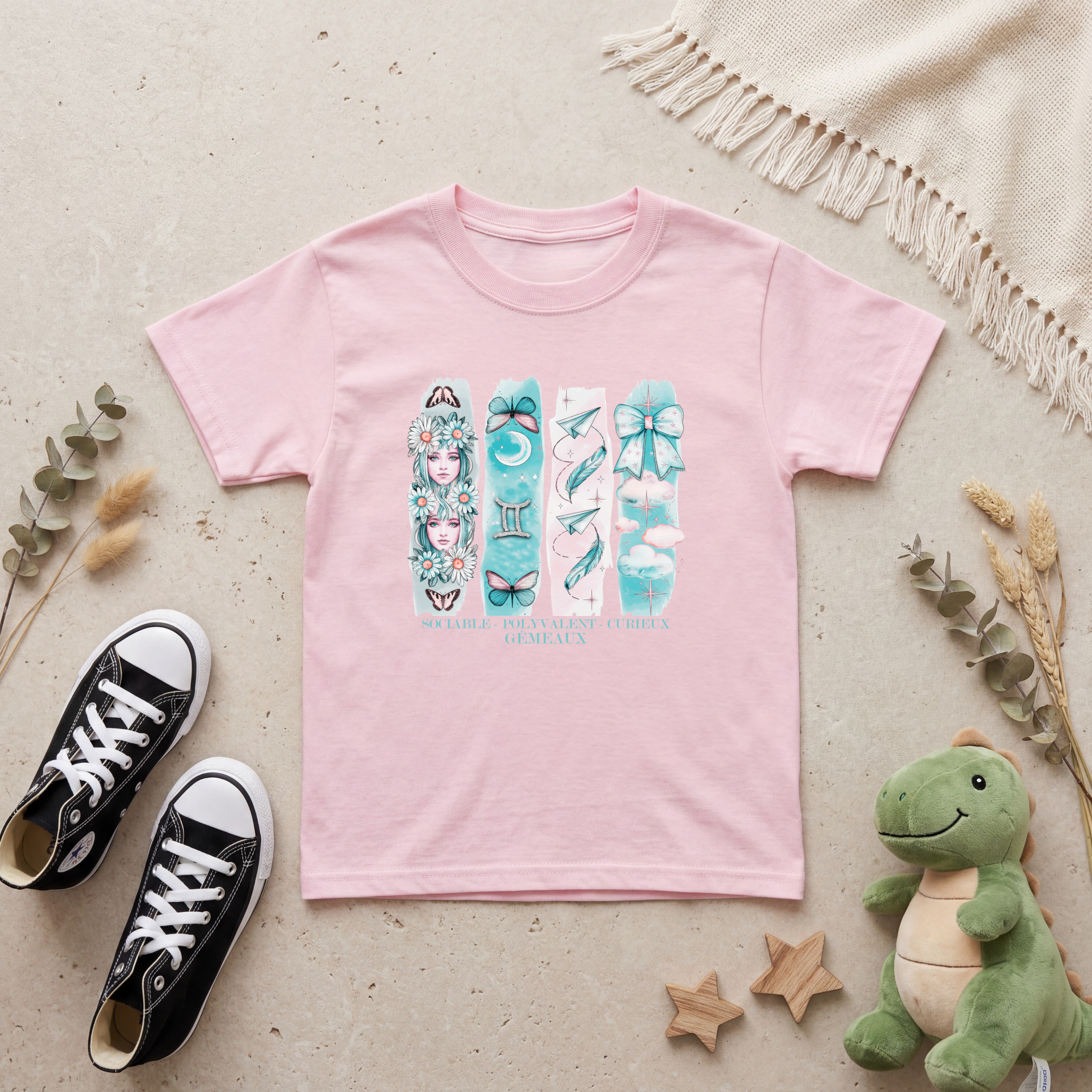 T-shirt Enfant Astrologie - Gémeaux Atelier Rose Bonbon