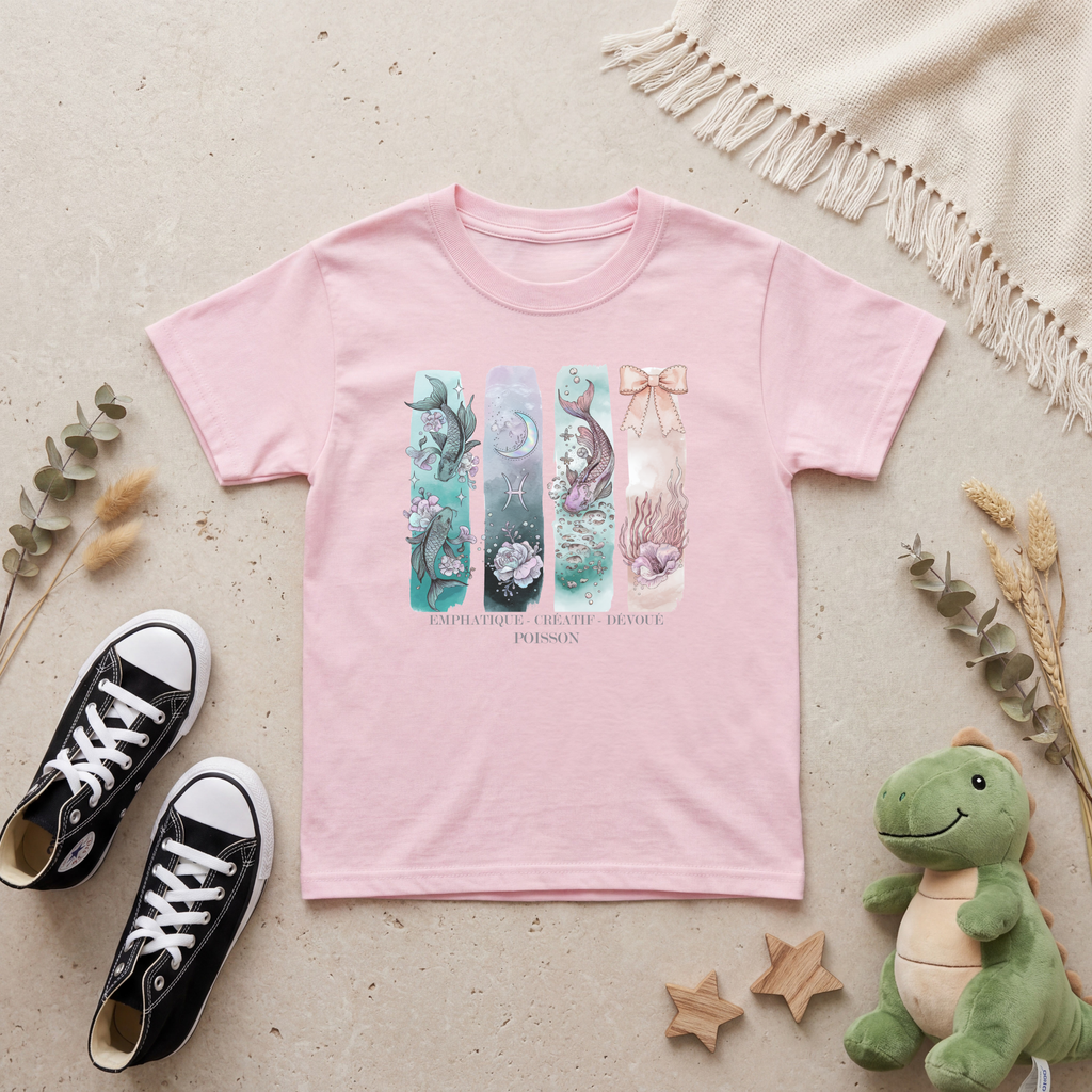 T-shirt Enfant Astrologie - Poisson Atelier Rose Bonbon