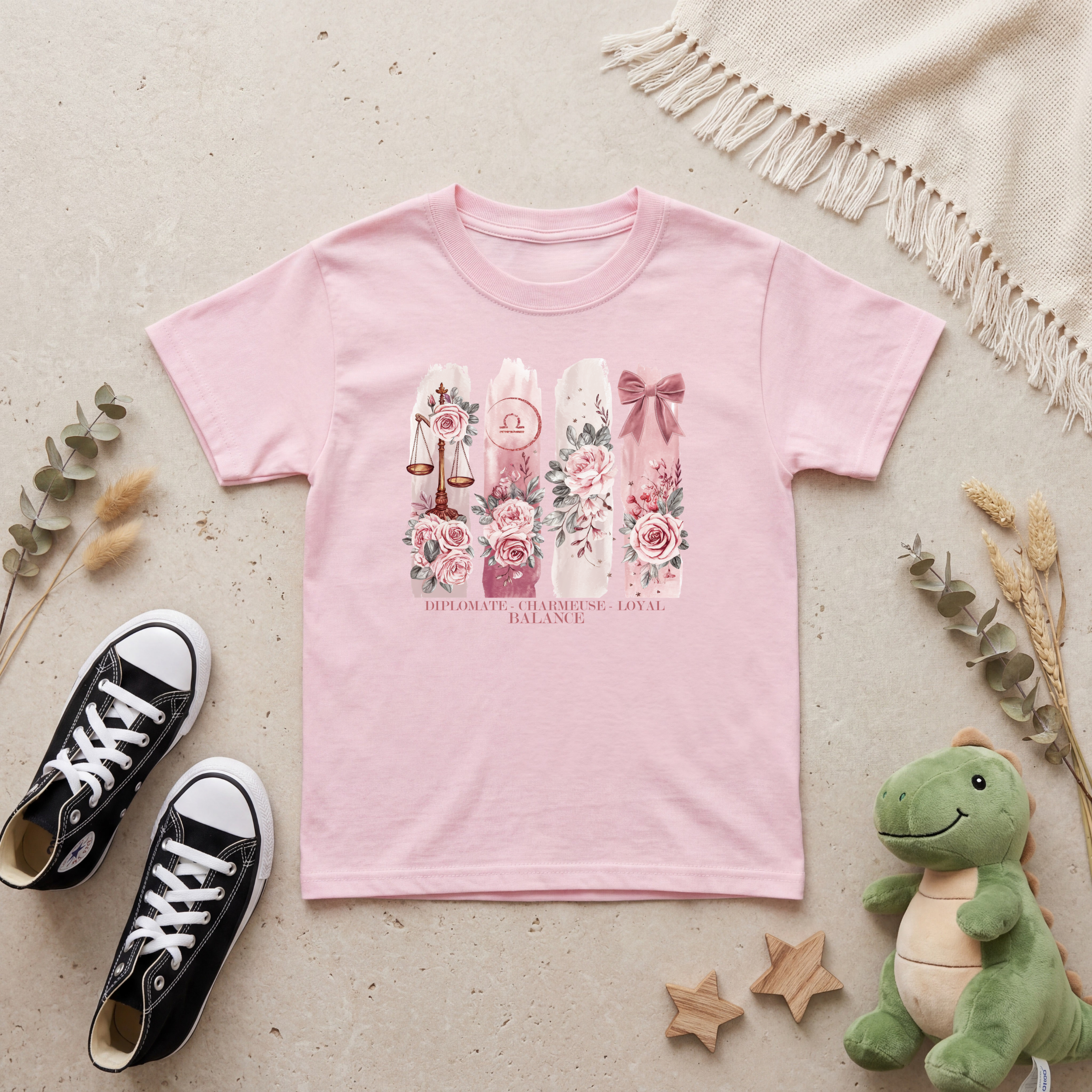 T-shirt Enfant Astrologie - Balance Atelier Rose Bonbon