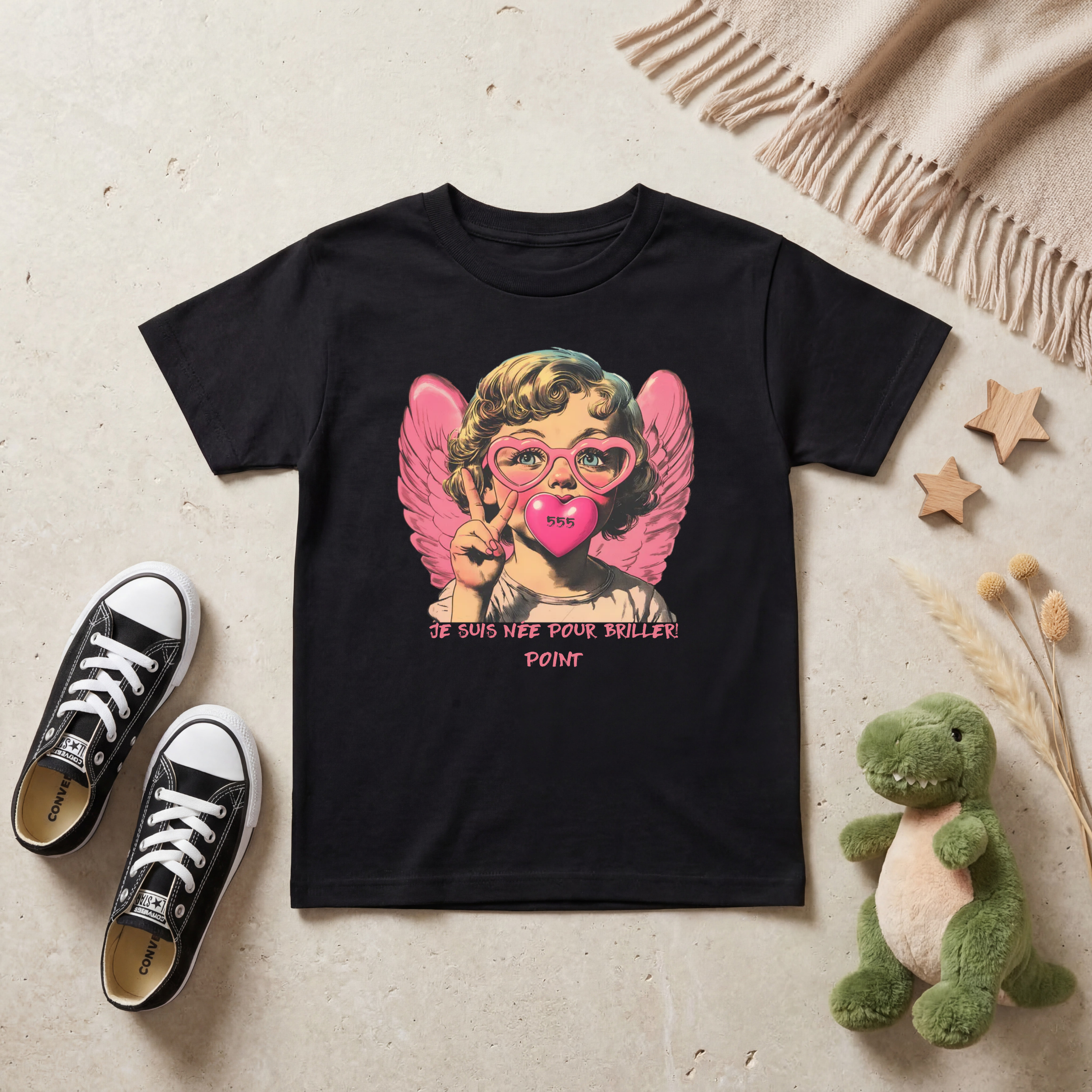 T-shirt Enfant - Je suis née pour briller! Atelier Rose Bonbon