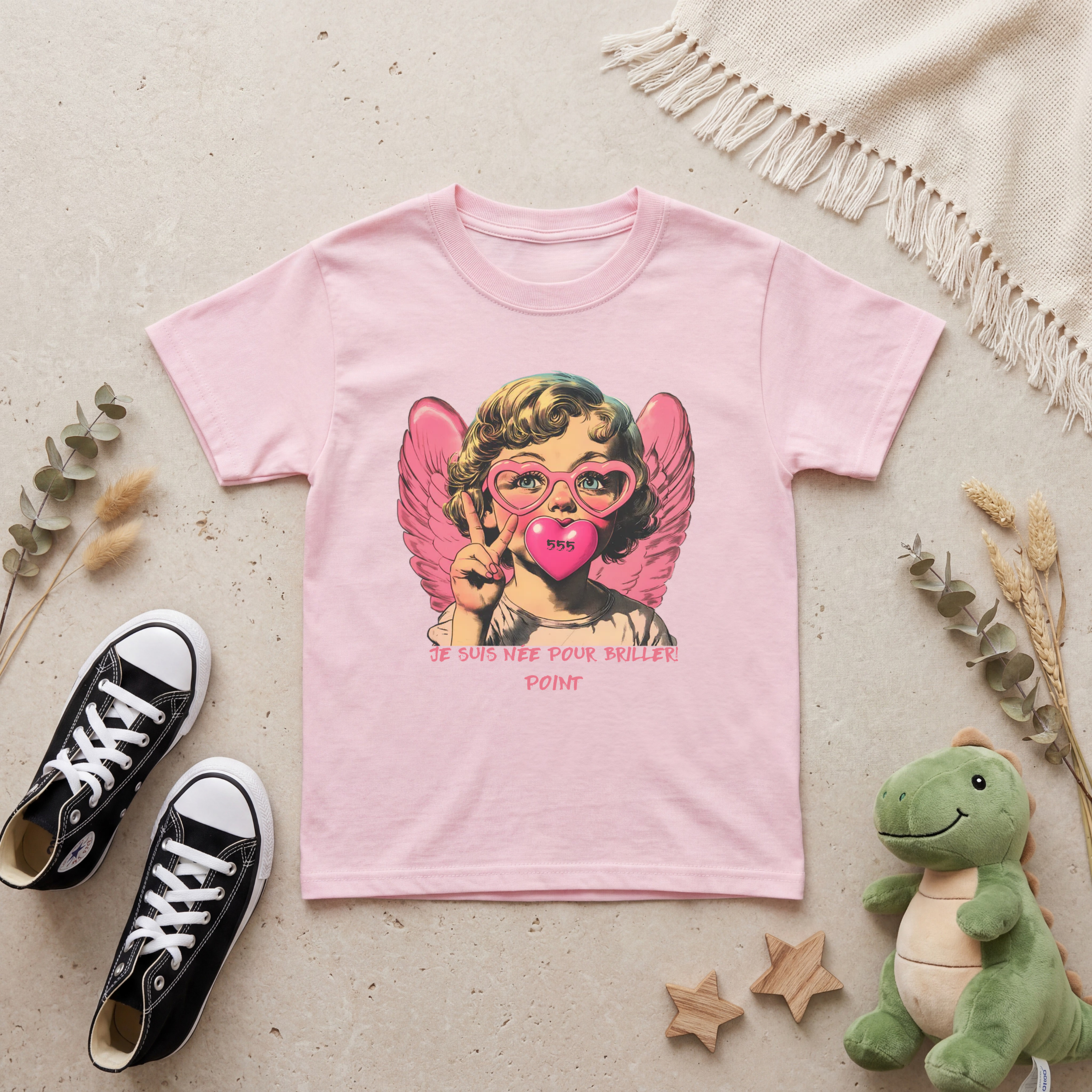 T-shirt Enfant - Je suis née pour briller! Atelier Rose Bonbon