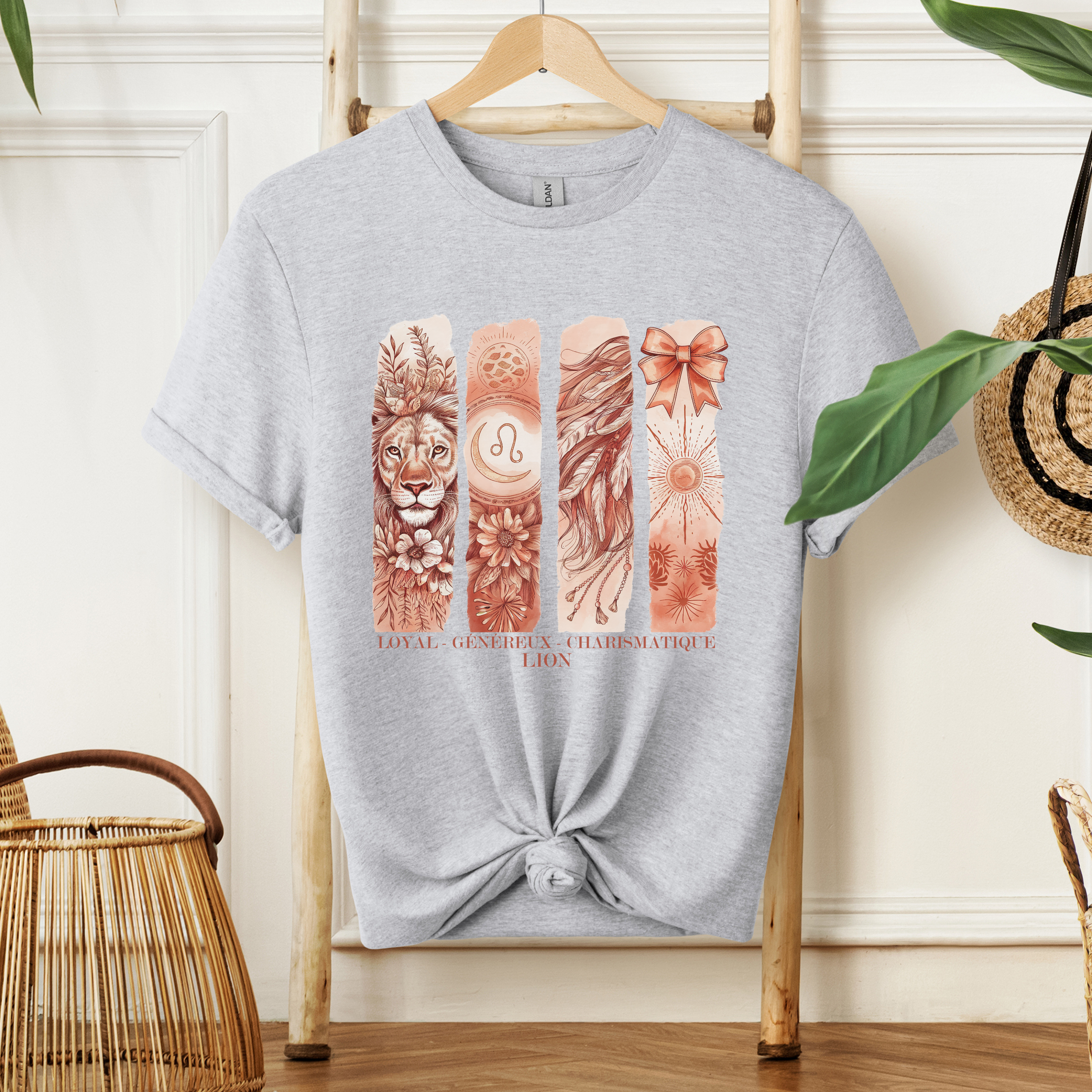 T-shirt Astrologie - Lion Atelier Rose Bonbon