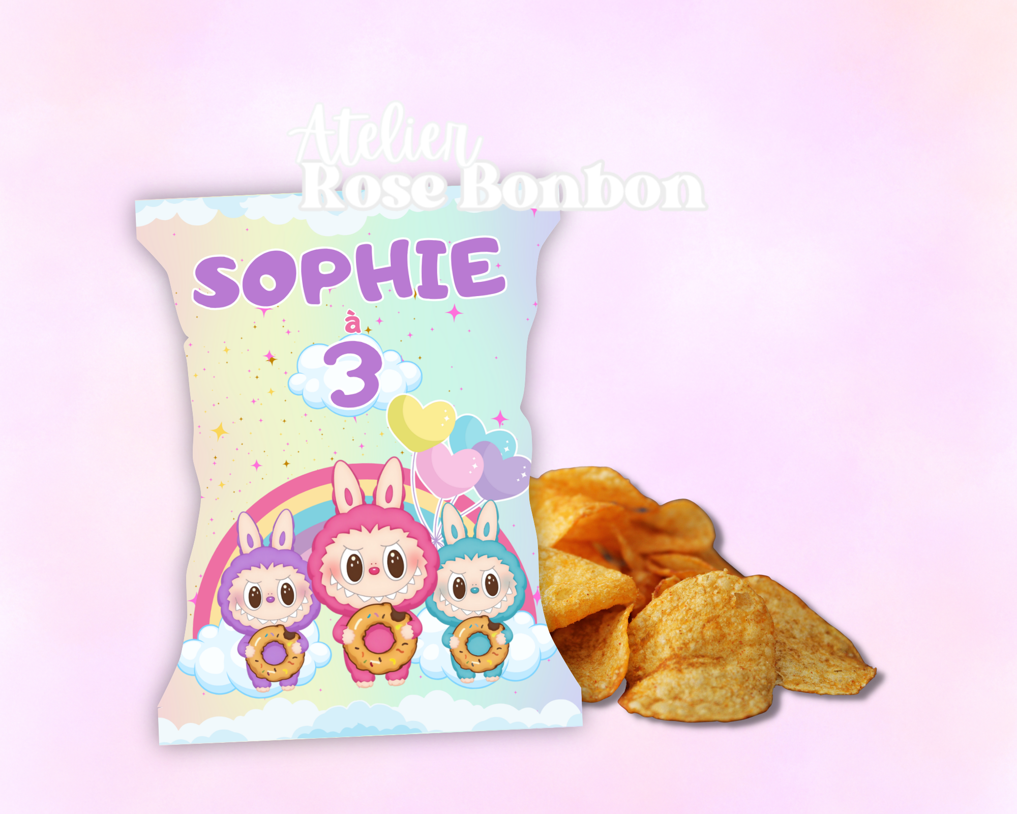 Sac de chips personnalisé Atelier Rose Bonbon