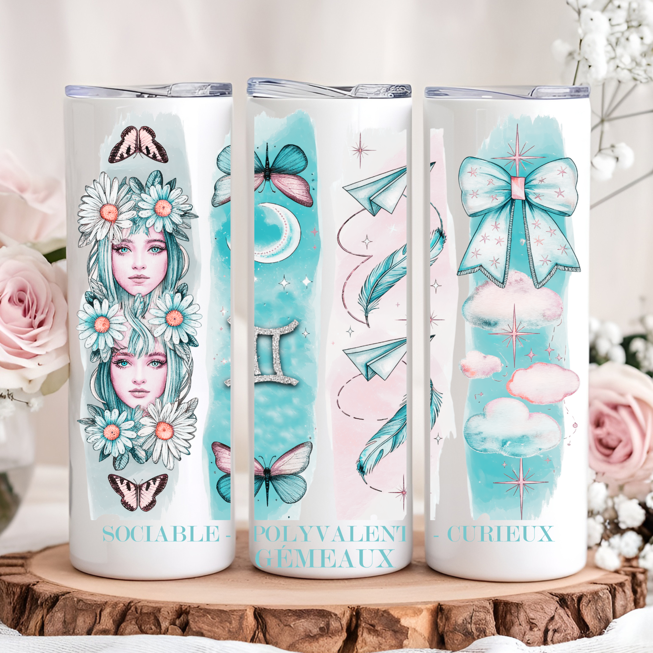 Bouteille Isotherme - Astrologie Gémeaux Atelier Rose Bonbon