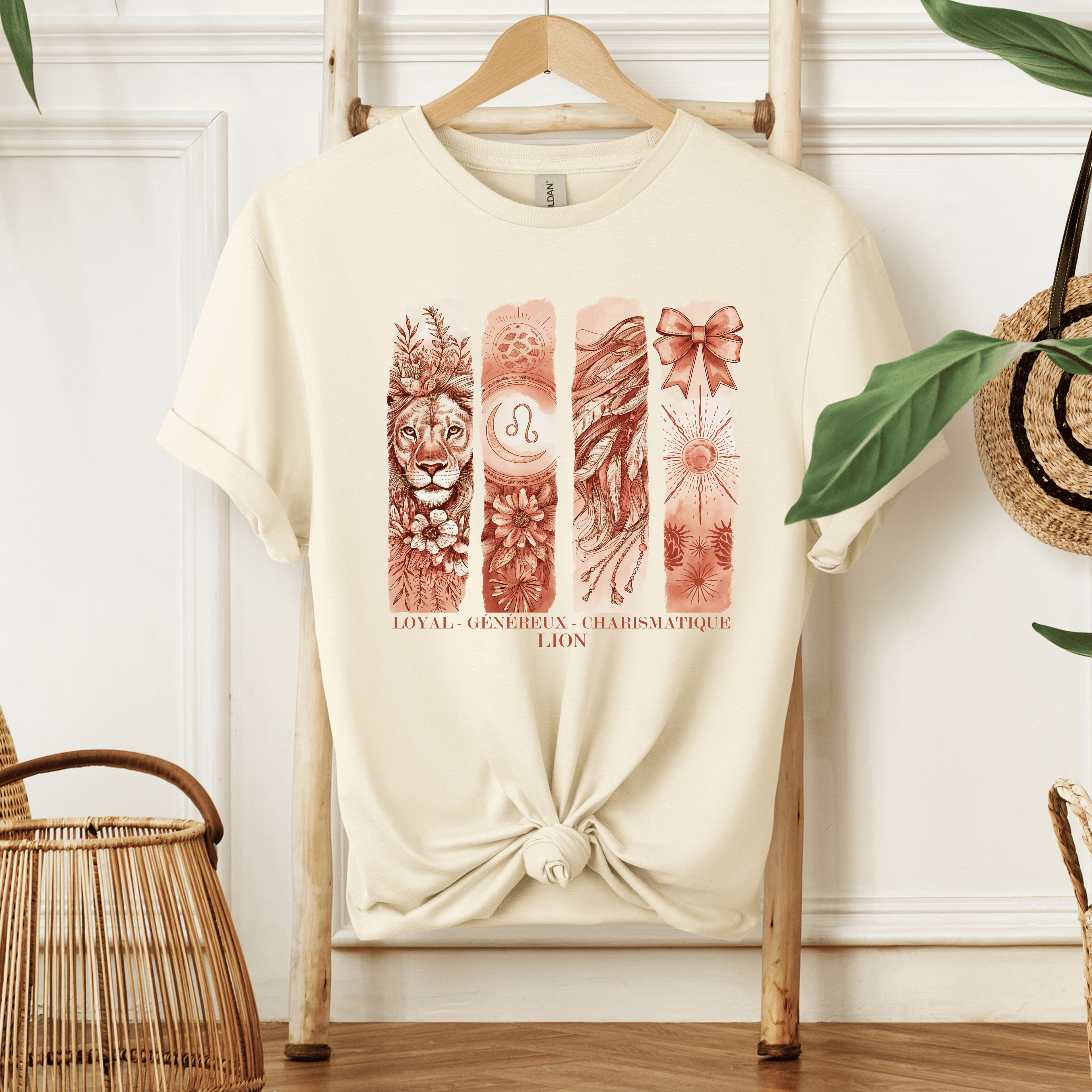 T-shirt Astrologie - Lion Atelier Rose Bonbon